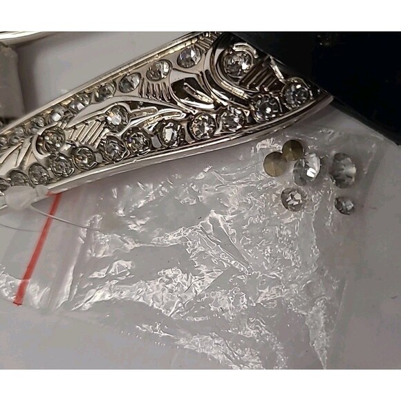 Genuine Leather Belt White Silver Buckle Studded Mirror Style Western Rock Retro - Picture 6 of 15